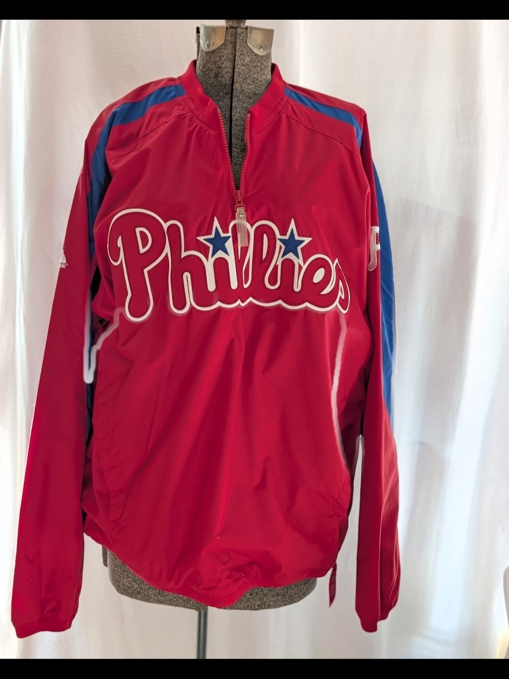 Men's Vintage Philadelphia Phillies Red and Blue MLB Authentic Tag Detail